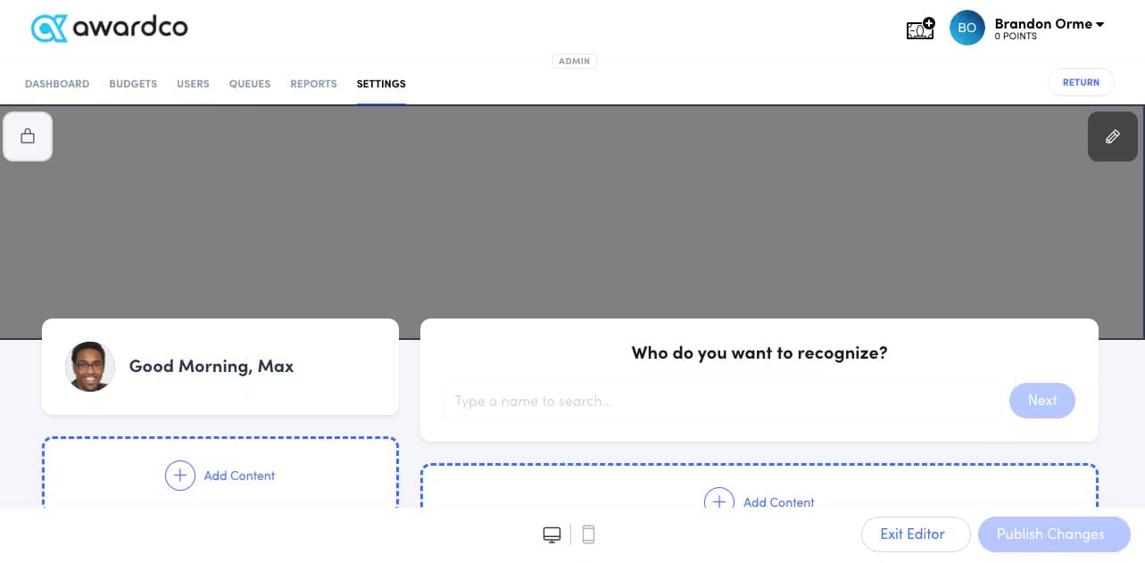 Homepage Editor Screenshot 1