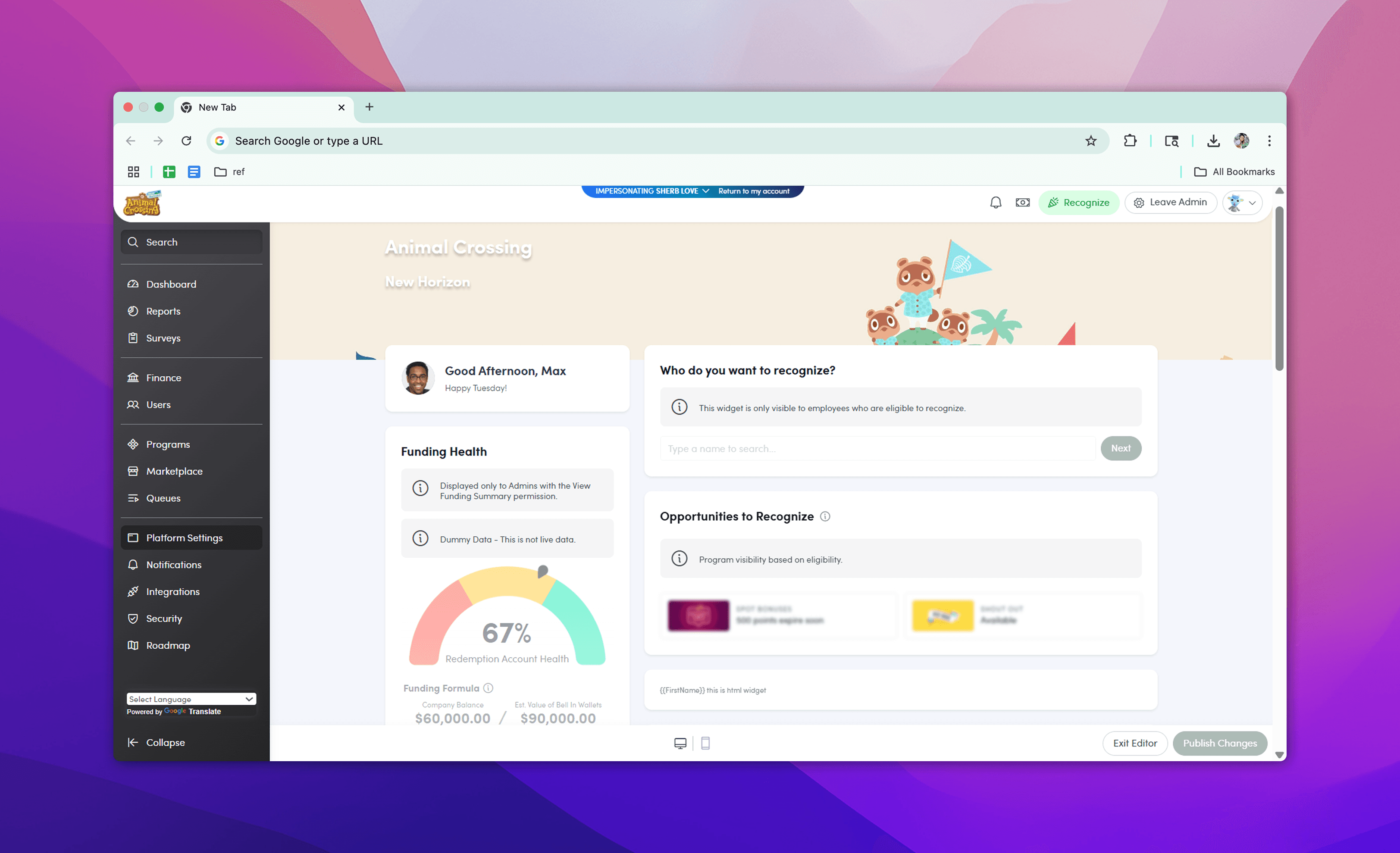 Homepage Editor Screenshot 1